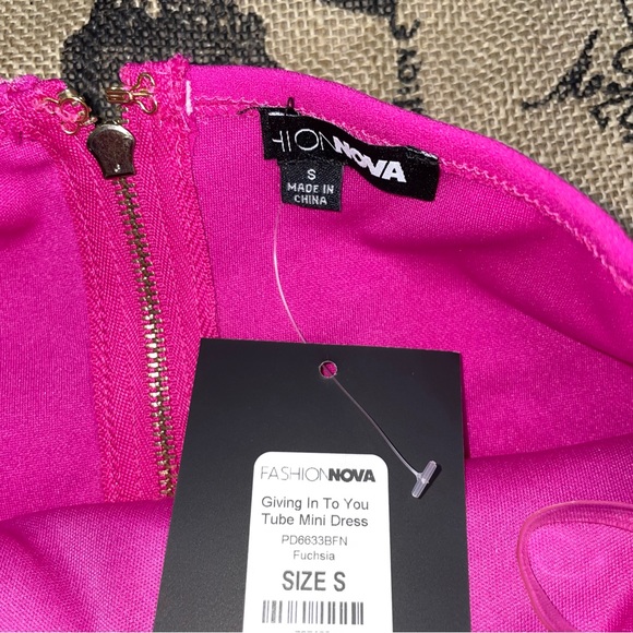 Fashion Nova NWT! Fuchsia Giving In To You Tube Mini Dress Size S - Picture 6 of 13